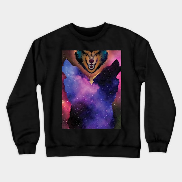 Tiger In Outer Space Background Pattern, Tiger Lovers Gift For Men, Women & Kids Crewneck Sweatshirt by Art Like Wow Designs